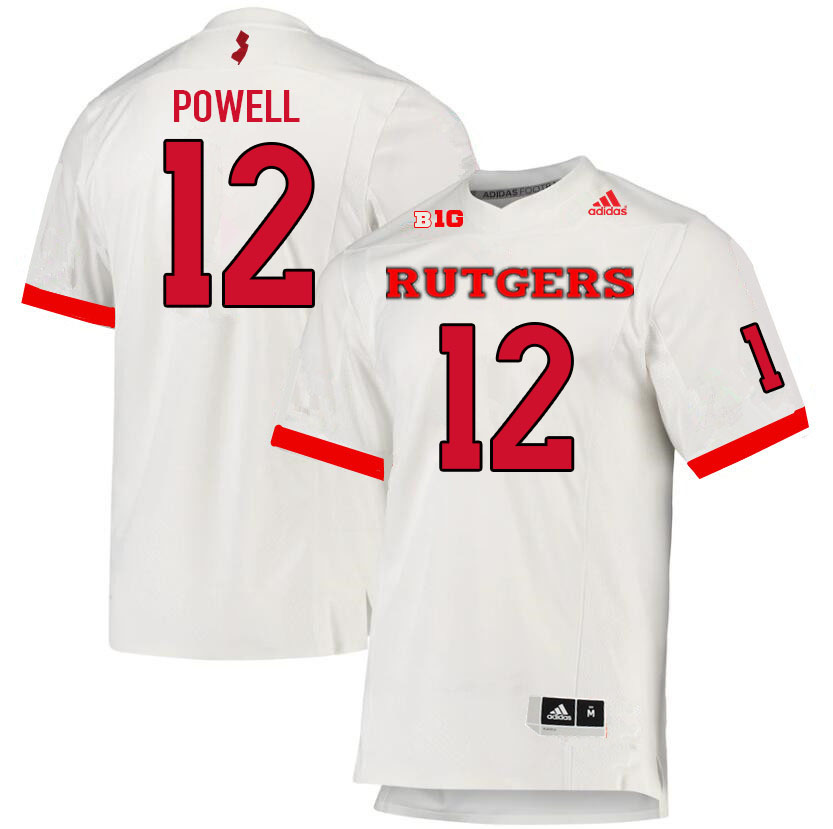 Men #12 Peyton Powell Rutgers Scarlet Knights College Football Jerseys Sale-White